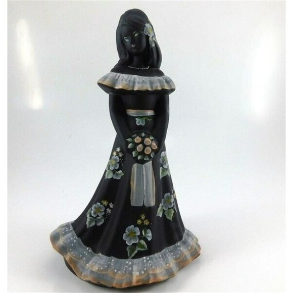 007/2042 FENTON BLACK SATIN GLASS BRIDESMAID - GREY & PEACH FLORAL MOTIF - - Picture 1 of 4